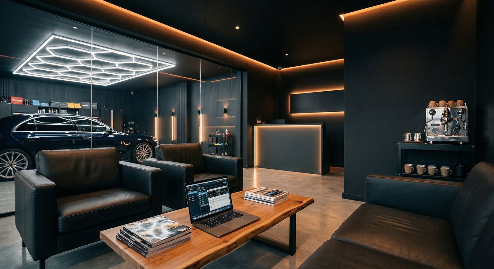 Premium wachtruimte bij UP Detailing